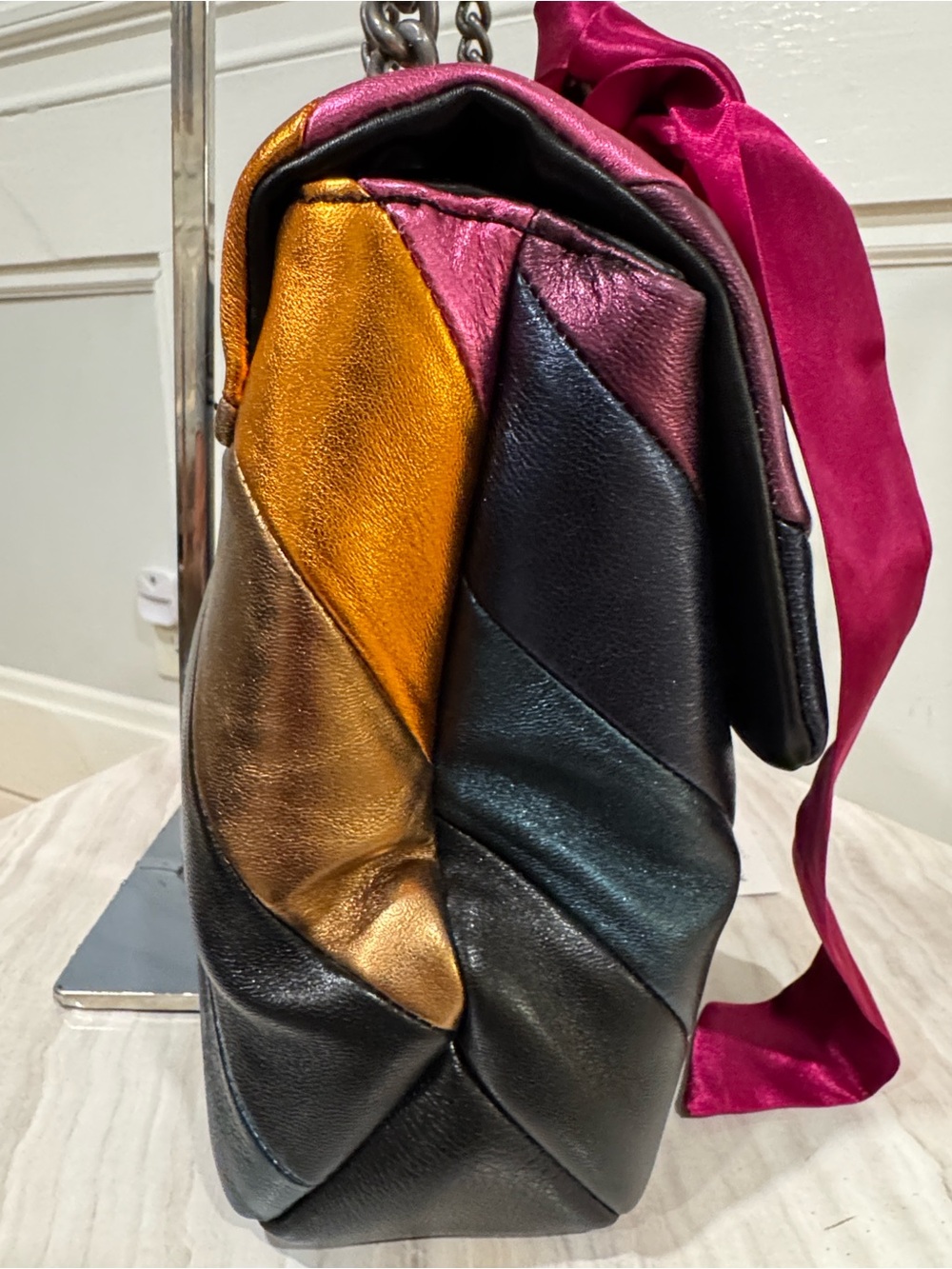 Kurt Geiger Bag Large Kensington Leather Metallic Multicolor Shoulder Bag NWT - Picture 9 of 17